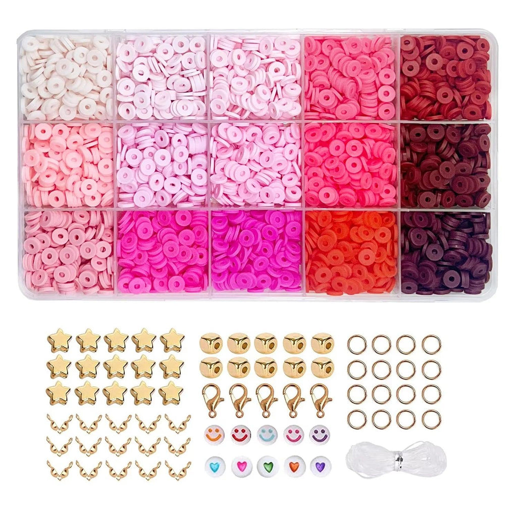 Clay Beads Bracelet Making Kit includes Loose Beads and String for DIY Jewelry Craft for Girls