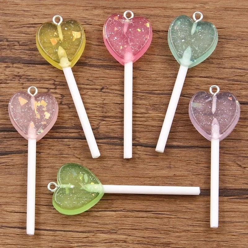 10Pcs 37 Styles Mix Fruit Animals Popsicle Candy Resin Earring Charms Diy Findings Keychain Bracelets Pendant For Jewelry Making