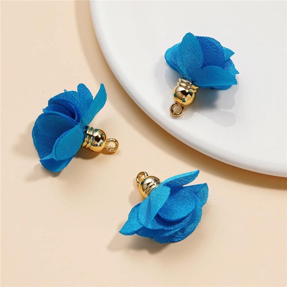 10Pcs/Lot Fabric Flower Tassel Pendants for Jewelry Making DIY Bracelet Earring Tassel Keychain Earring Making Accessories