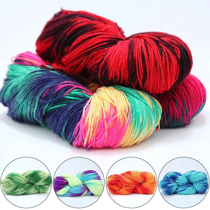 1 Roll 4 Ply Hand Knitting Wool Crocheted Yarn Segment Gradient Dyed Color Milk Cotton Yarn Weaving Scarf Sweater Thread 50g