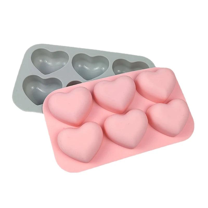 6 Cavities Valentine Heart Silicone Soap Mold DIY Love Soap Making Chocolate Baking Candle Mold Gifts Craft Supplies Home Decor
