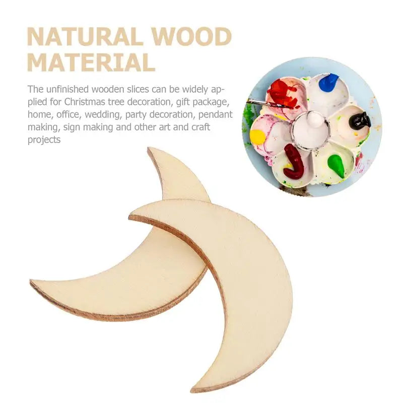 Moon Wooden Wood Unfinished Cutouts Shapes Discs Blank Ornaments Crafts Paint Natural Earrings Shape Circles Circle Chips