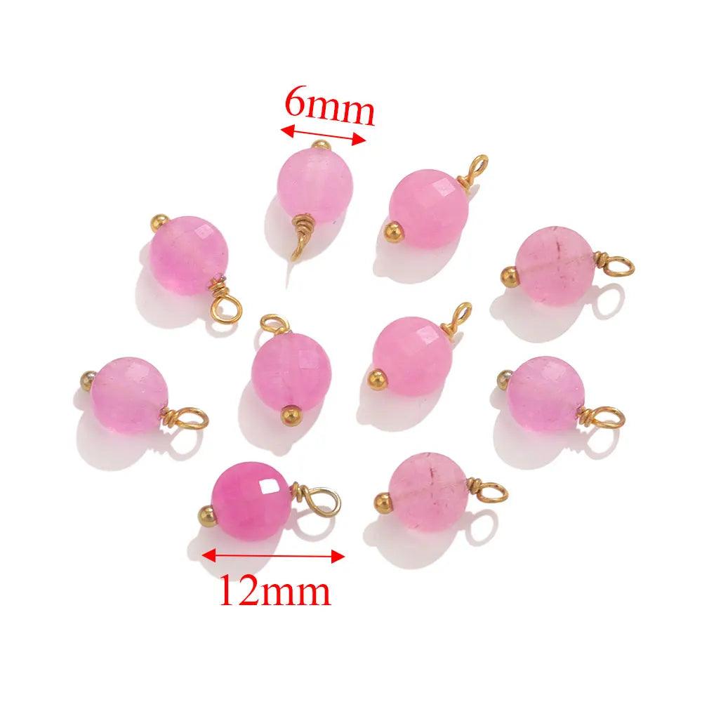10pcs Stainless Steel Natural Stone Cahrms For Earring Bracelets DIY Handmade Pendants Jewelry Making Dangles Findings Material