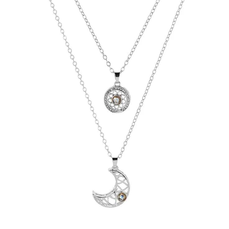 Fashion Couple Matching Necklace Sun Moon Necklaces for Lovers Gift Heart Magnetic Paired Pendant Jewelry Chain Choker 2 PCS/Set