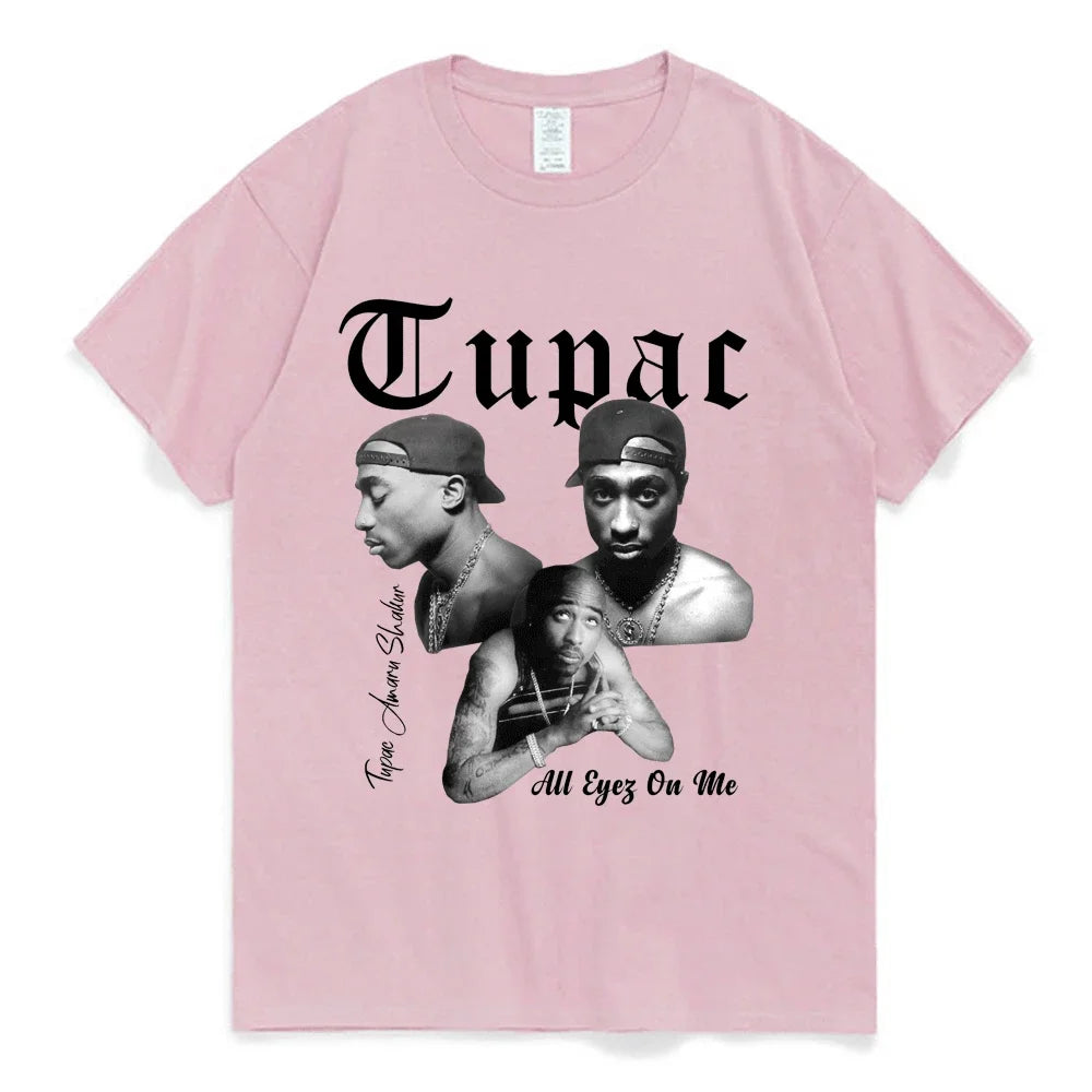 Women’s Cartoon Rapper Tupac 2Pac Graphic Print T Shirt Short Sleeve Casual Tee