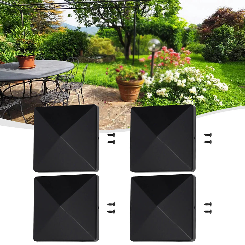 1/4Pcs 4x4 Inch Black ABS Plastic Fence Post Cap Post Cap To Protect Outdoor Wooden Fence Garden Ornaments