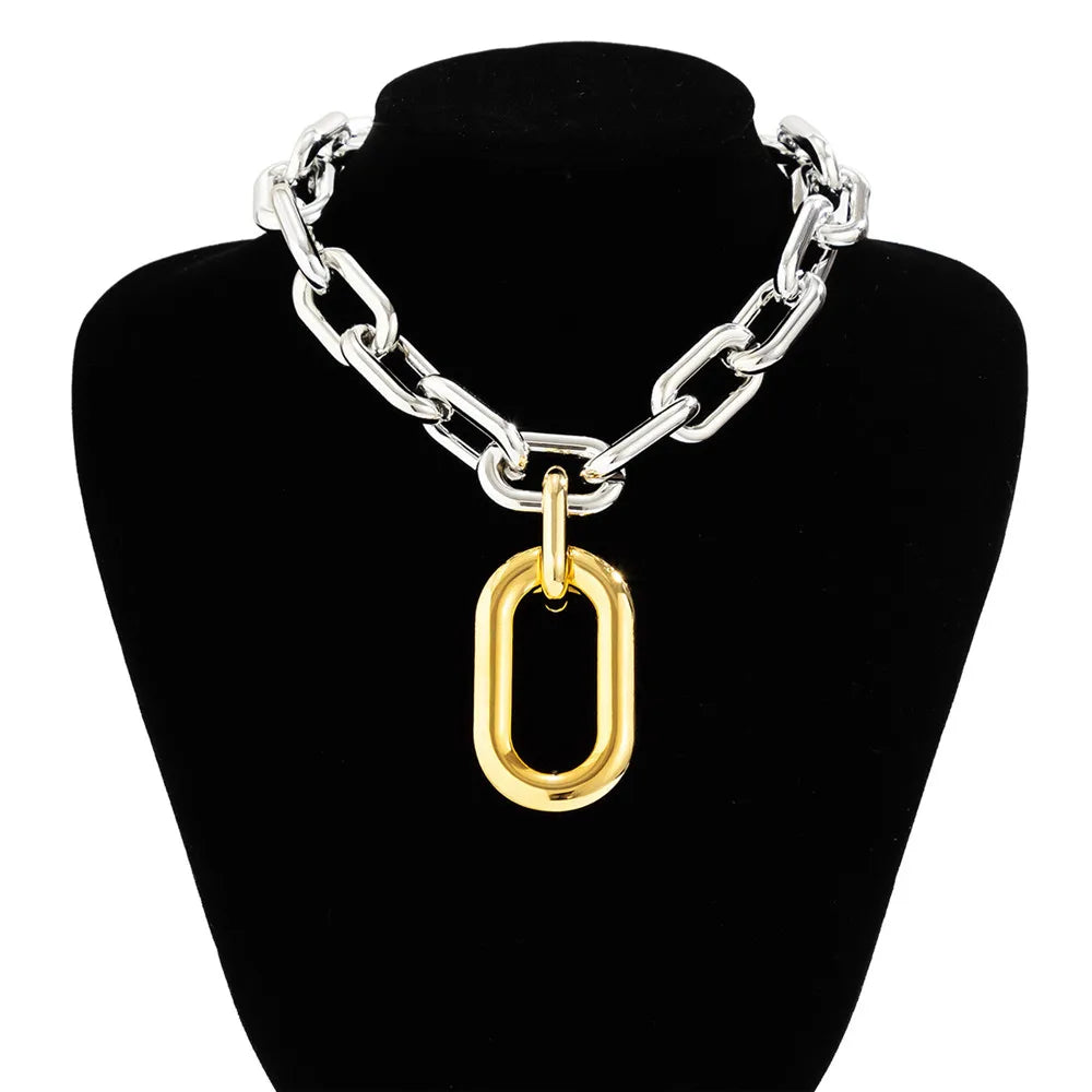 Exaggerated CCB Big Choker Necklace for Women Girl Hiphop Chunky Chain OT Buckle Necklace on the Neck Party Jewelry Gift 2022