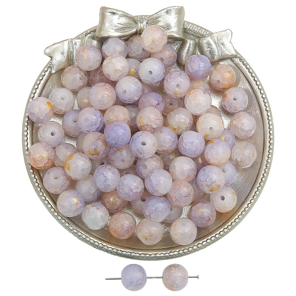 20pcs glass and jade shattered, sprinkled with gold, round beads, and loose beads DIY handmade bracelet, necklace, jewelry acces