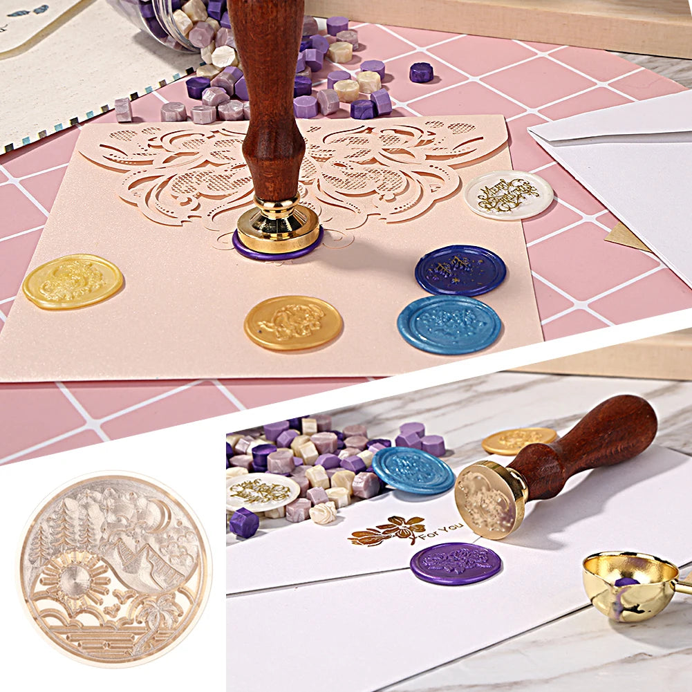 Retro Sun Moon Stars Sealing Seal Wax Seal Stamp Head Flower Fire Paint For Wedding Invitation Gift Packaging Scrapbooking Card