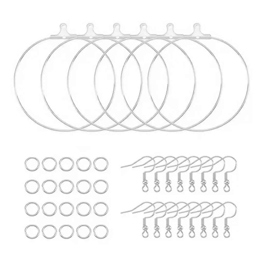 220pcs Earring Making Kit, 60pcs Earring Hooks, 100pcs Open Jump Rings And 100pcs Round Beaded Hoop Earrings Supplies