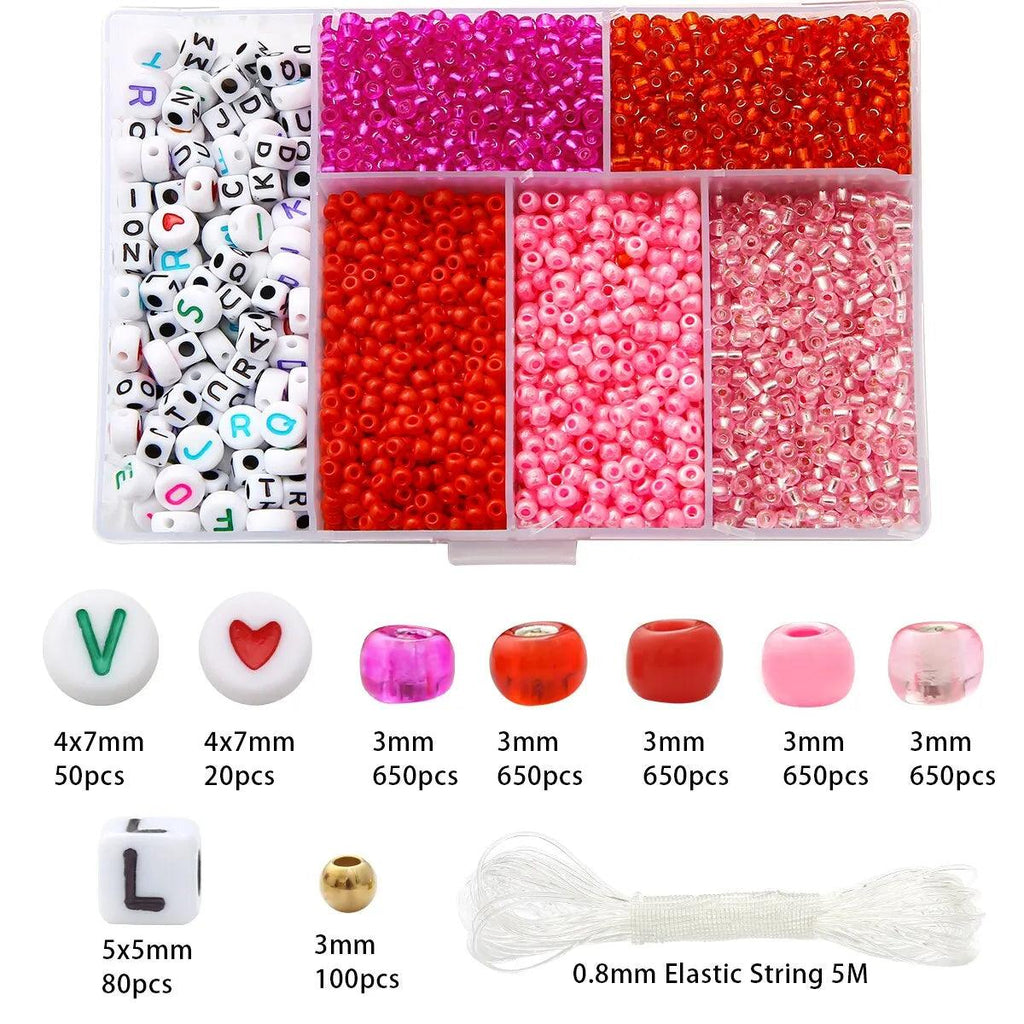 About 3500pcs Box Glass Rice Beads Letter Beads String Beads Separation Beads DIY Necklace Bracelet Accessories Handmade Materia