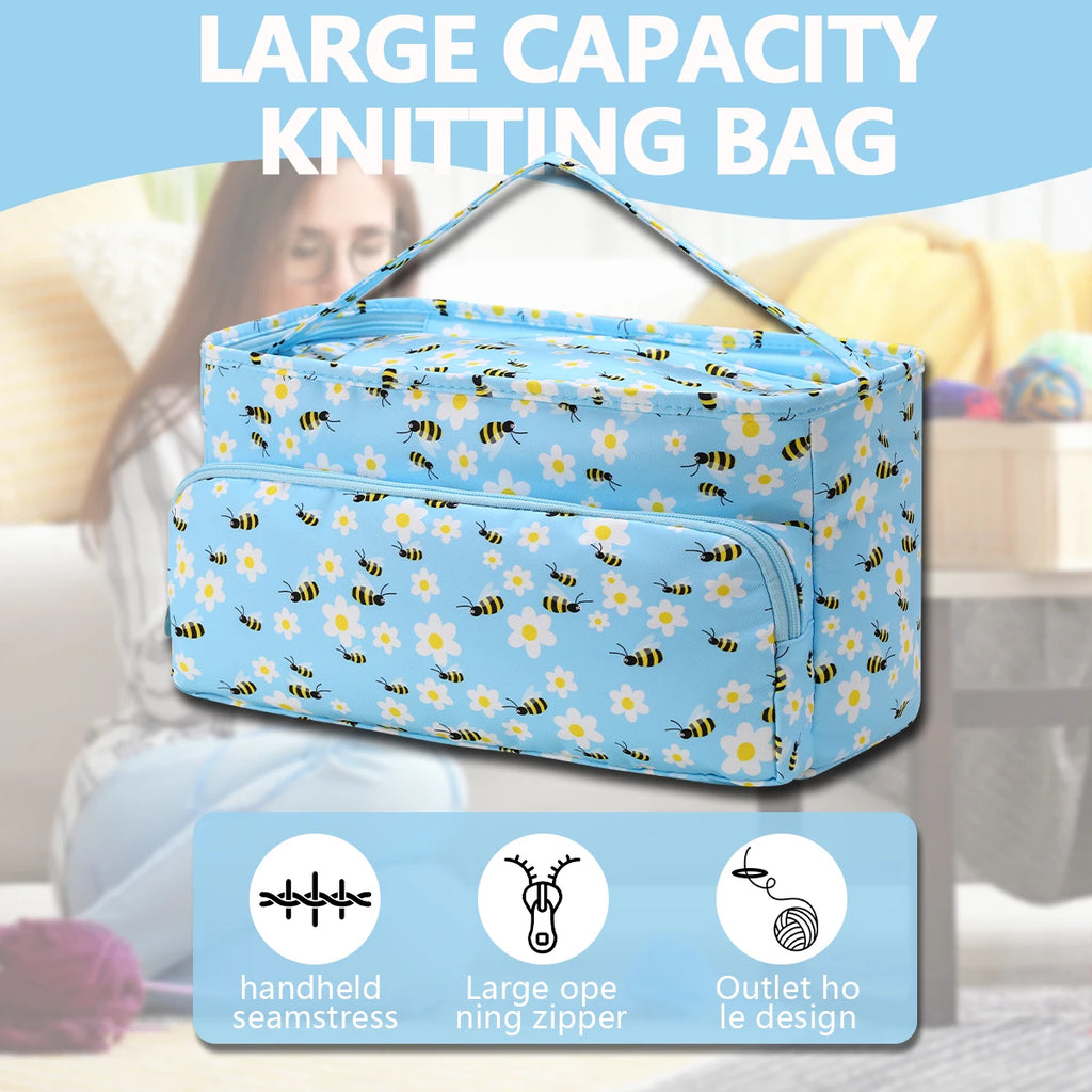 Hot Empty Yarn Storage Bag Portable Knitting Tote Travel Bags Waterproof Sewing Tool Accessories Crochet Hooks Knitted Bag Gift