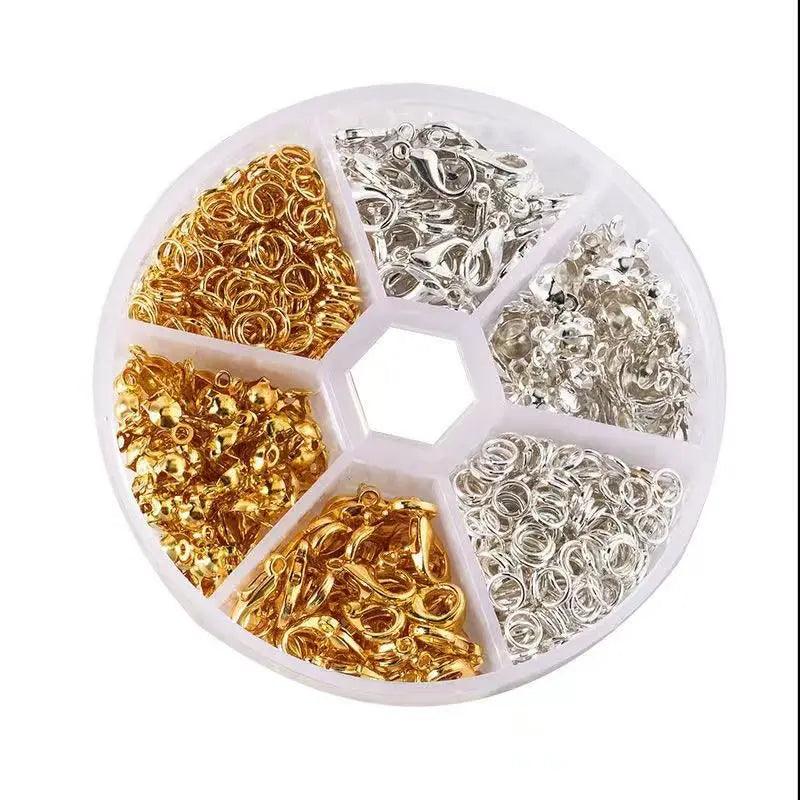 450pcs Jewelry Making Accessory Set Jewelry Making Supplies Lobster Claw Clasps Open Jump Rings and Bead Tip Knot Caps DIY Craft