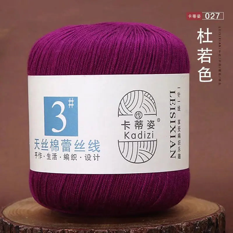 100 Percent Mercerized Cotton Lace Yarn for Hand Knitting and Crochet Arts Crafts
