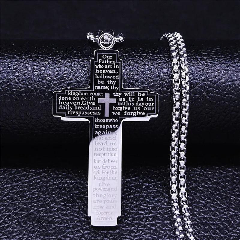ZAKOL Hip Hop Cross Pendant Necklace Unique Design Stainless Steel Goth Necklaces Fashion Jewelry Gift for Women Men