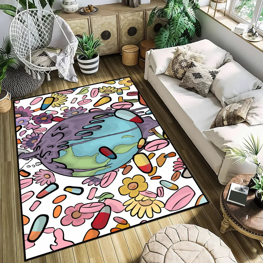 Door Mat Anti-Slip Kitchen Bedroom Handmade Tufted j-Juice-s Rug Fighting Carpet w-Wrld Living Room Entrance Demons Decoration