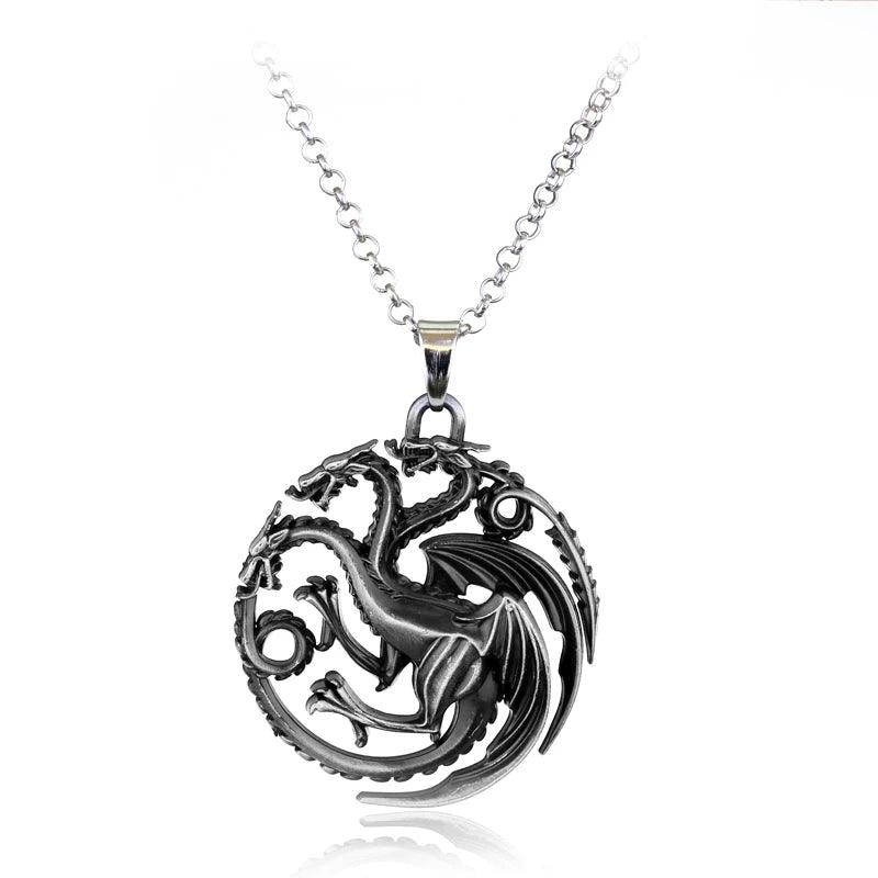 Fire and Blood House Targaryen Dragon Necklace A Song of Ice and Fire Metal Pendant Necklace for Women Men Fans Choker Jewelry
