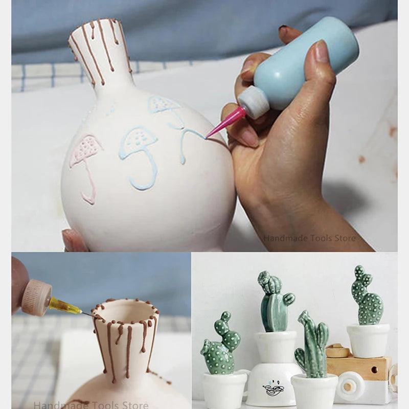 3pcs Ceramic Art Squeeze Clay Bottle DIY Ceramic Clay Painting Tool