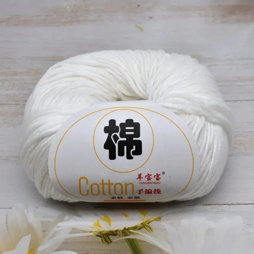 100 Percent Cotton Soft Combed Hand Knitting Crochet Yarn Natural Pure Color Thread 50g 125m