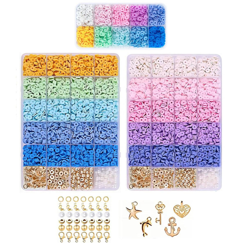 Rainbow Clay Beads Bracelet Making Kit for Adults, Heishi Beads for Bracelets Jewelry Making kit with Spacer Pearl Beads