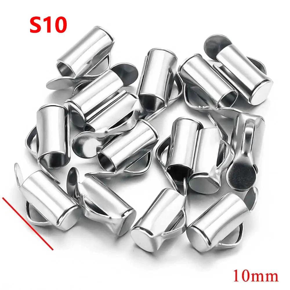 20pcs Stainless Steel Gold Plated Crimp End Beads Slide Chain Clasp Tube Slider Connector for DIY Bracelet Crafts Jewelry Making