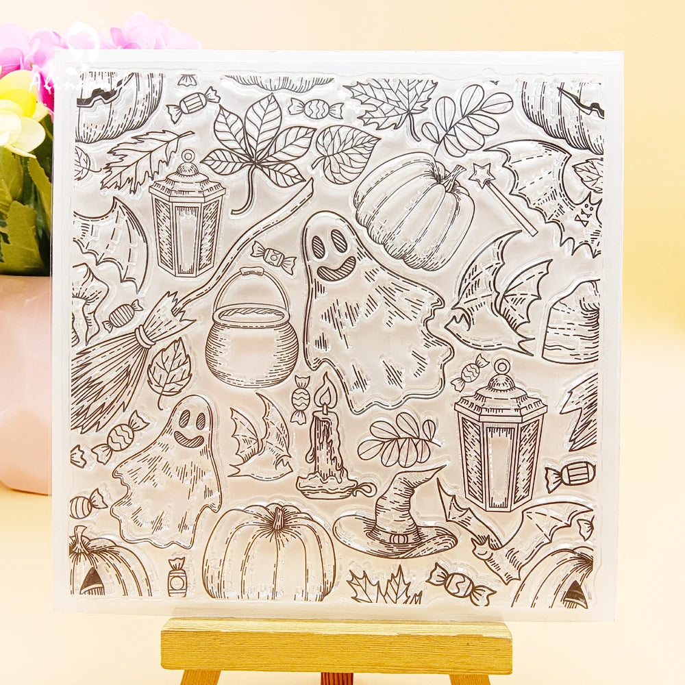 Alinacutle CLEAR STAMPS Happy Halloween Background Scrapbooking Card Album Paper Craft Rubber Transparent Silicon Clear Stamp