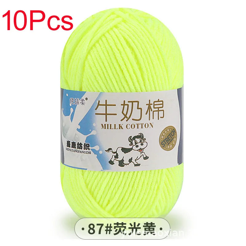 10 Piece Milk Cotton Yarn Knitting Wool for Hand Knitting and Crochet Soft Yarn for Scarves Hats and Sweaters