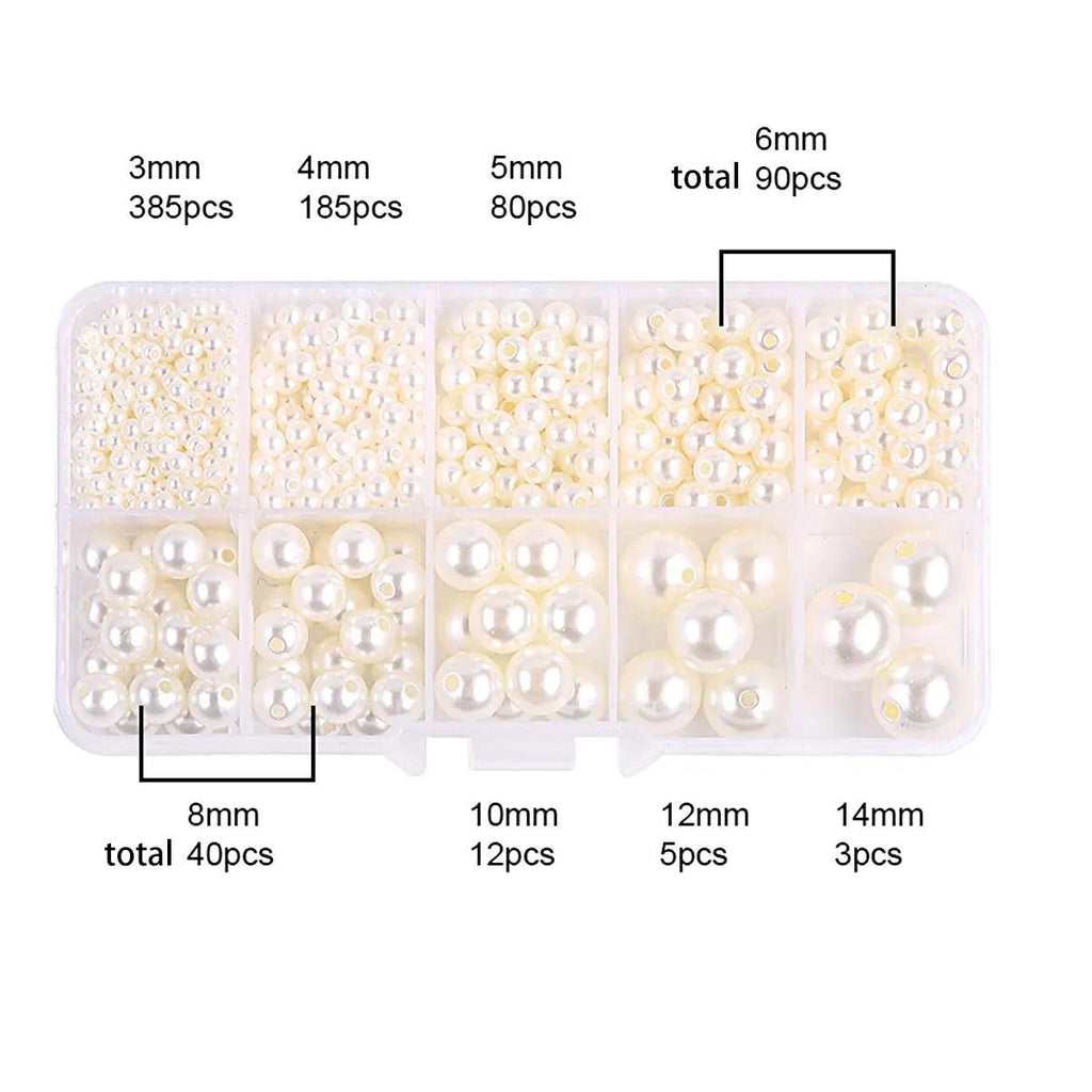 About 800pcs ABS Pearl Set Box Beads DIY Handmade Earrings, Bracelets, Necklaces, Mobile Phone Chains and Decorations