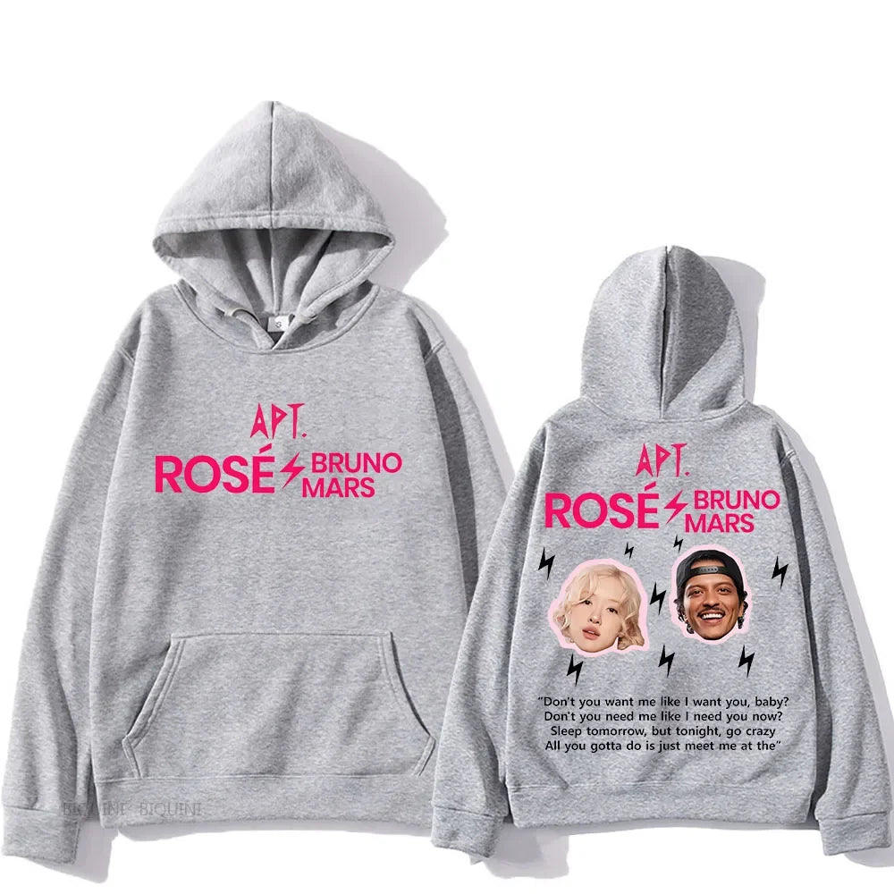 ROSÉ & Bruno Mars APT Hooded Sweatwear Couple Fleece Hooded Sweatshirt Funko Pop Hip Hop Clothes Moletom Fashion Punk Pullovers