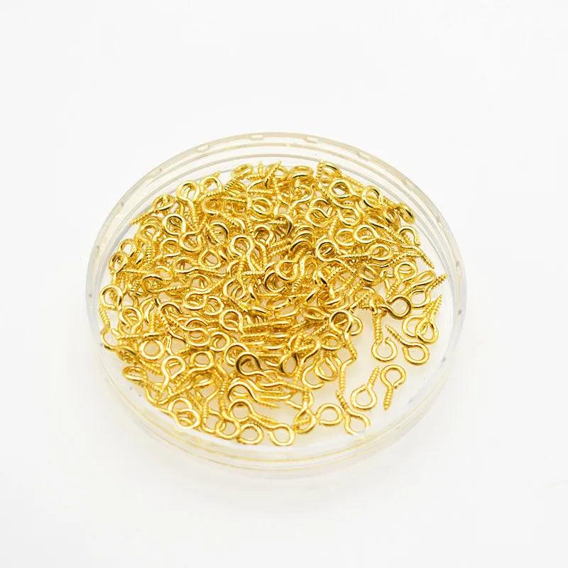 200PCS DIY Jewelry Findings Small Tiny Eyepins Hooks Eyelets Screw