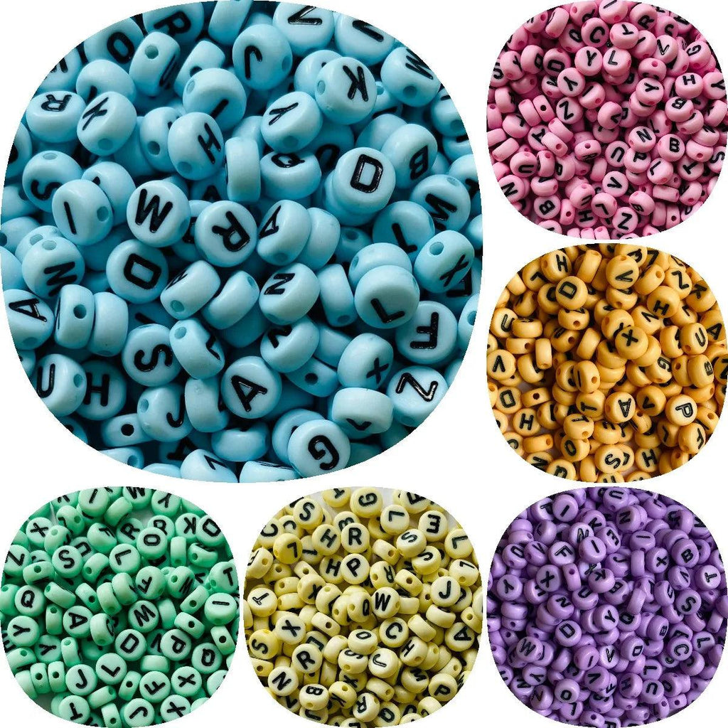 100/200/300/500pcs Acrylic Colorful Letter Beads Round Flat Loose Spacer Alphabet Beads For Jewelry Making DIY Necklace Bracelet
