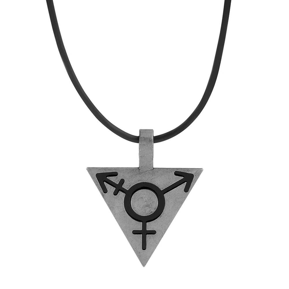 Black Transgender Necklace Male Female Symbol Triangle Gay Pendant LGBT Gay  Pride Pendant Necklace For Gay
