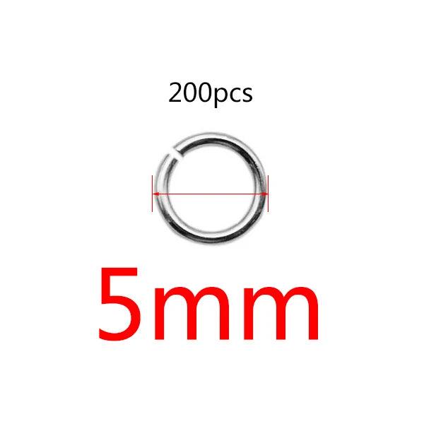 200pcs Stainless Steel Open Jump Rings 3/4/5/6/7/8/10mm Connector Split Rings for DIY Jewelry Making Supplies and Crafts