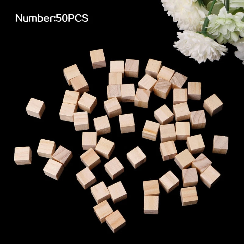 Unfinished Blank Mini DIY Wooden Square Blocks 1/1.5/2/2.5cm Wood Solid Cubes for Woodwork Craft Kids Toy Puzzle Making Material