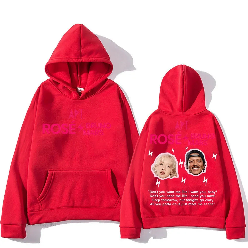 ROSÉ & Bruno Mars APT Hooded Sweatwear Couple Fleece Hooded Sweatshirt Funko Pop Hip Hop Clothes Moletom Fashion Punk Pullovers