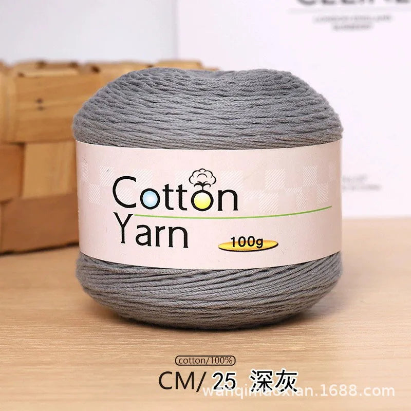 100g 100 Percent Cotton Hand Knitting Yarn Soft Crochet Yarn for Sweater Scarf Blanket Hat and Amigurumi