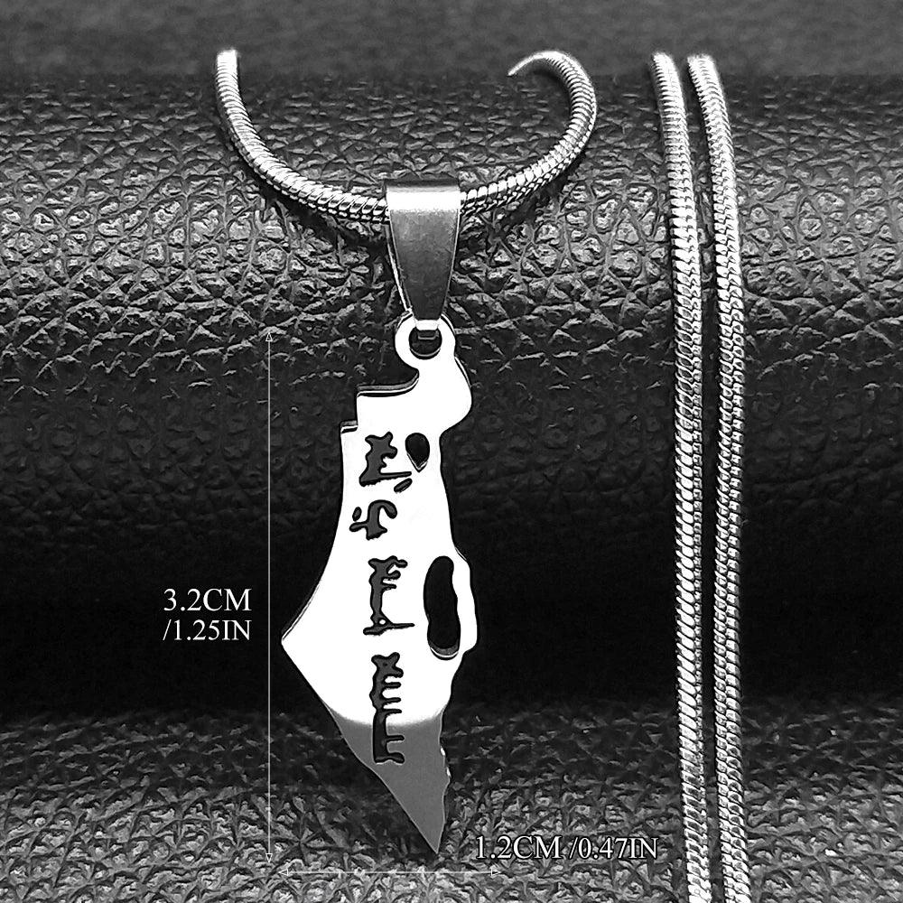 Israel Hexagram Magen Star of David Country Map Pendant Necklace for Men Women Stainless Steel Chain Necklaces Jewelry NXS05