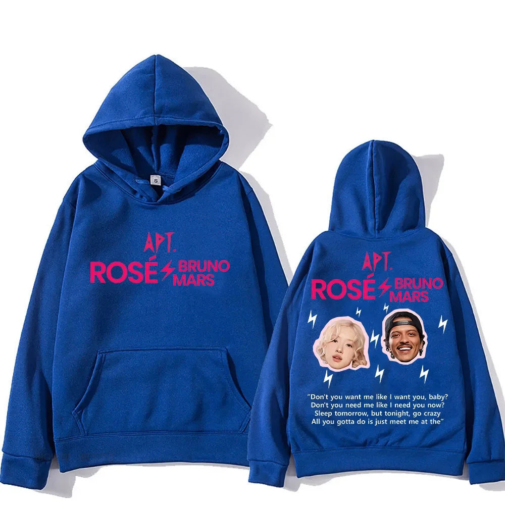 ROSÉ & Bruno Mars APT Hooded Sweatwear Couple Fleece Hooded Sweatshirt Funko Pop Hip Hop Clothes Moletom Fashion Punk Pullovers