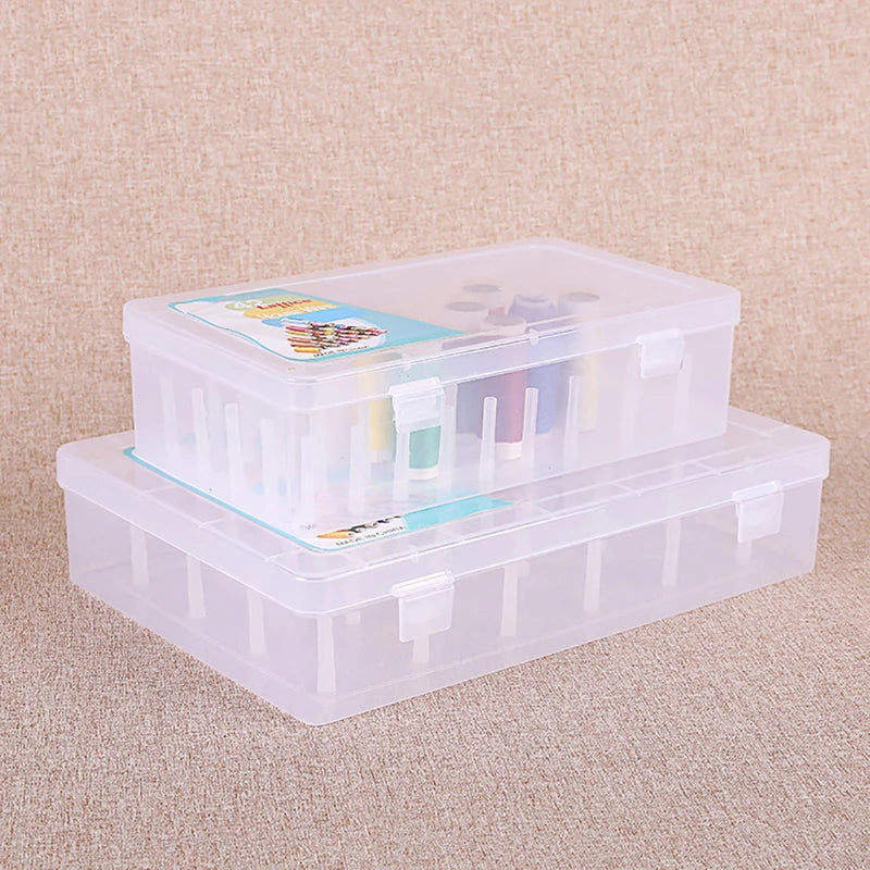 1box Plastic Transparent Thread Box Household Sewing Thread Storage Box Suitcas