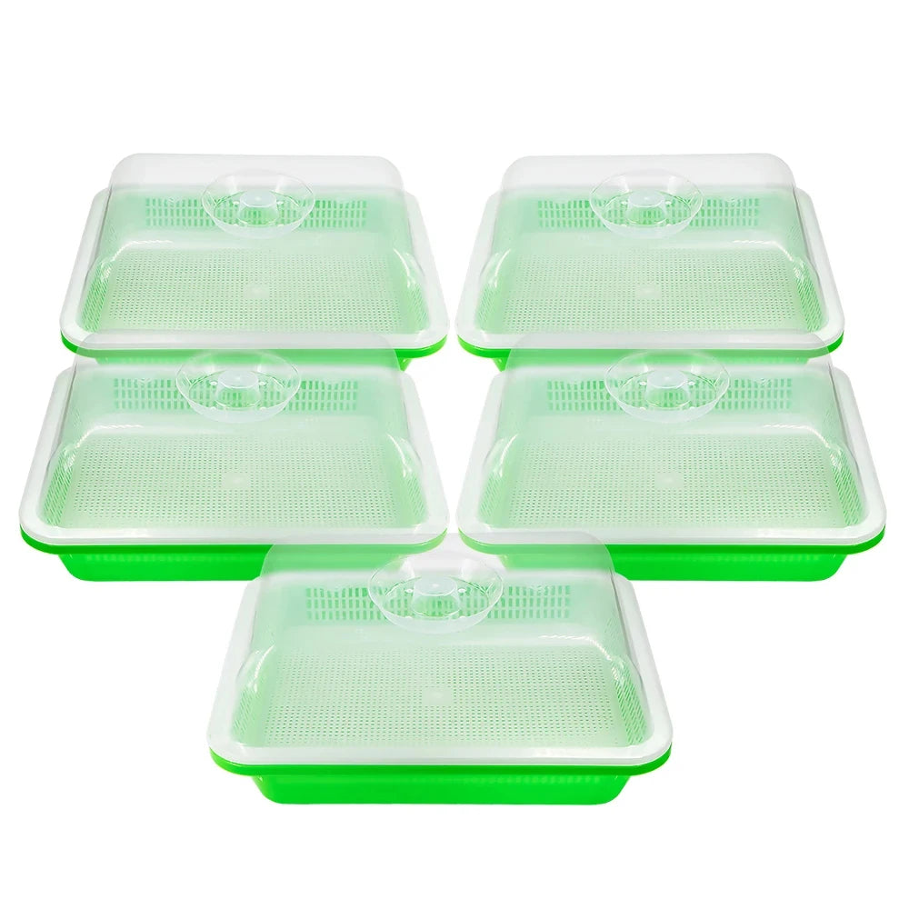 1/3/5 pcs Green Seedling Tray Germination Box Humidity Transparent Cover Greenhouse Indoor Garden Potted Seedlings Growth Tool