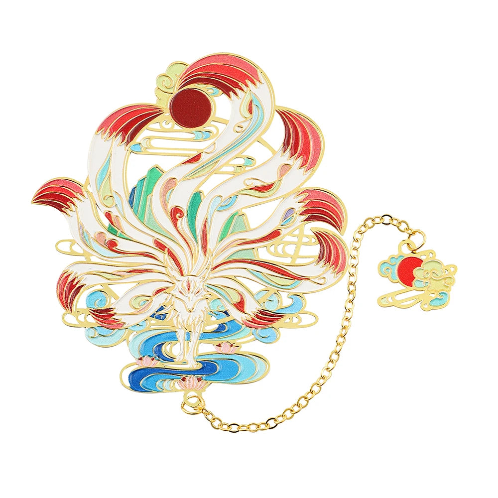 Chinese Style Brass Bookmark Tassel Pendant Retro Badge Book Clip Metal Pagination Mark Student Gift Stationery Office Supplies