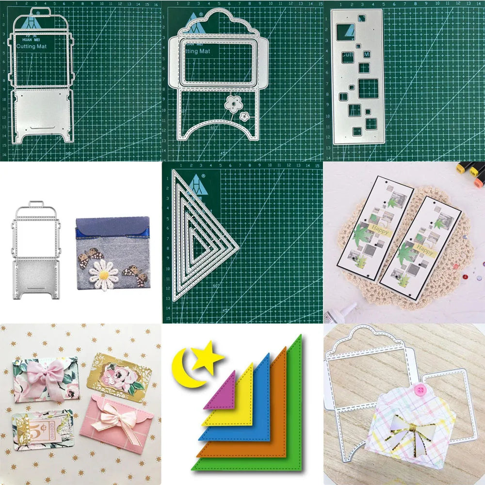 Multi-Layer Triangular Square Frame Metal Cutting Dies for Scrapbooking and Paper Crafting