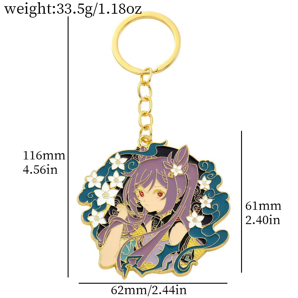 Anime Genshin Impact Keychain Cartoon Character Ganyu Keqing Barbatos Keyrings Car Key Holder Bag Pendant Accessories Gift