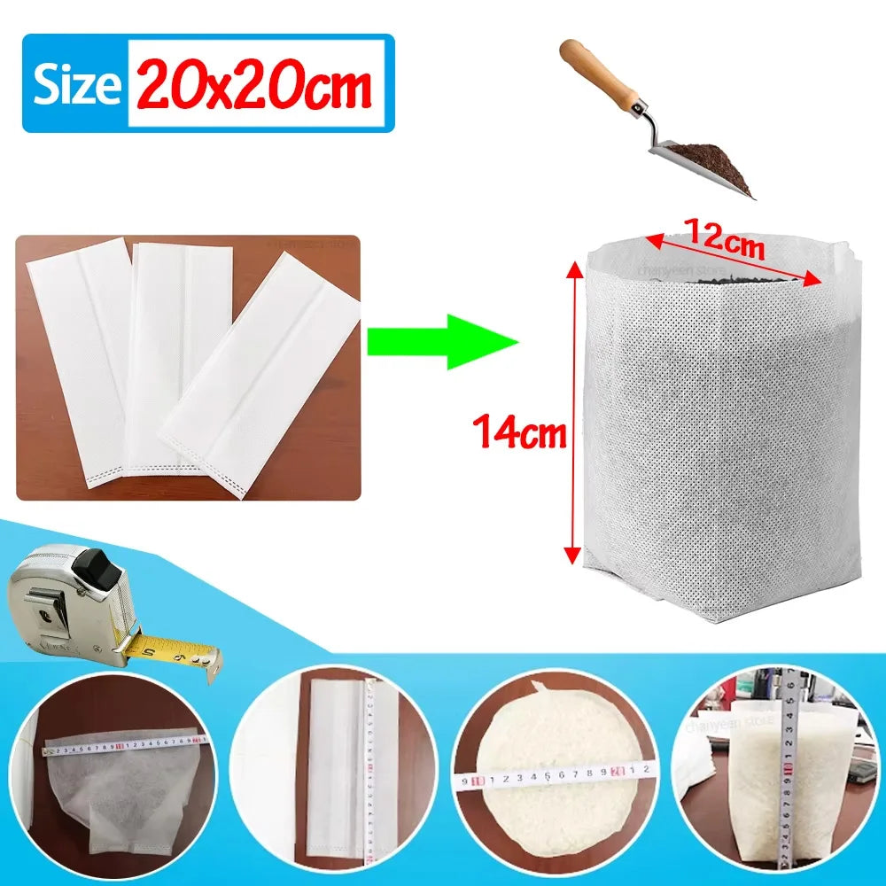 Seedling Bags 100 Pack Degradable Non-Woven Nursery Bags Fabric Seedling Grow Bags Plant Pouch For Garden Agricultural Supply