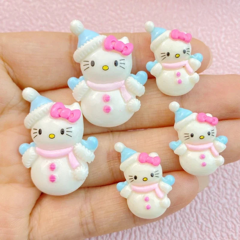 10Pcs New Mini Kawaii Cartoon cat with hat and bow tie Series Resin Scrapbook Diy Jewelry Children Hairpin Accessories