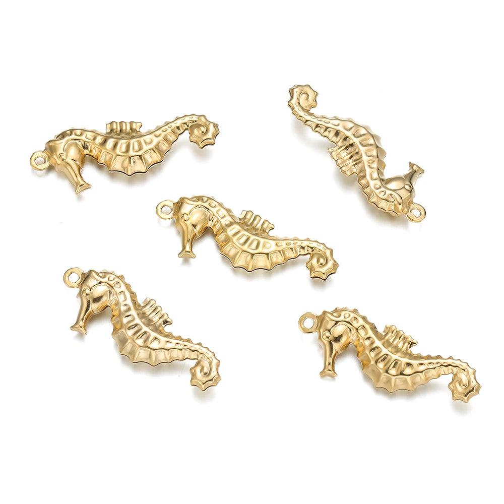 10pcs Gold Color Stainless Steel Ocean Pendant Starfish Shell Shape Pendants Charms for Necklace Earrrings Charm Jewelry Making