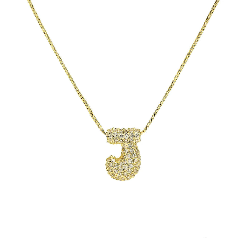 Gold Plated Balloon 26 Alphabet Letter Pendant Necklace Copper Zircon Bubble Initial Pendant For Women Personality Chain Jewelry