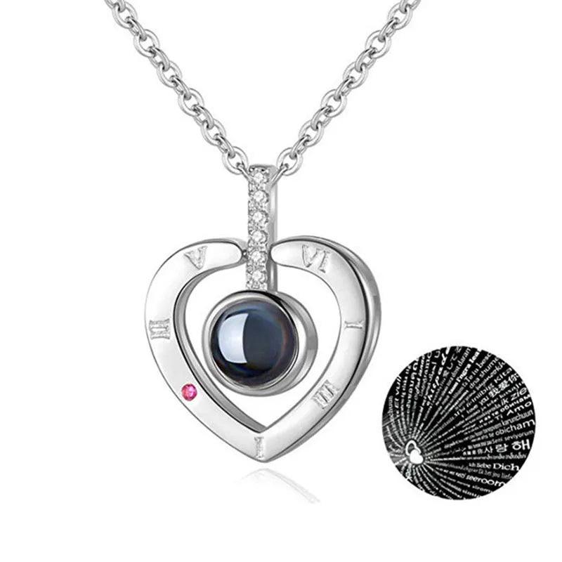 Projection Necklace 100 Languages I Love You Pendant Necklaces For Lover Girlfriend 2024 Creative Couple Romantic Jewelry Gifts