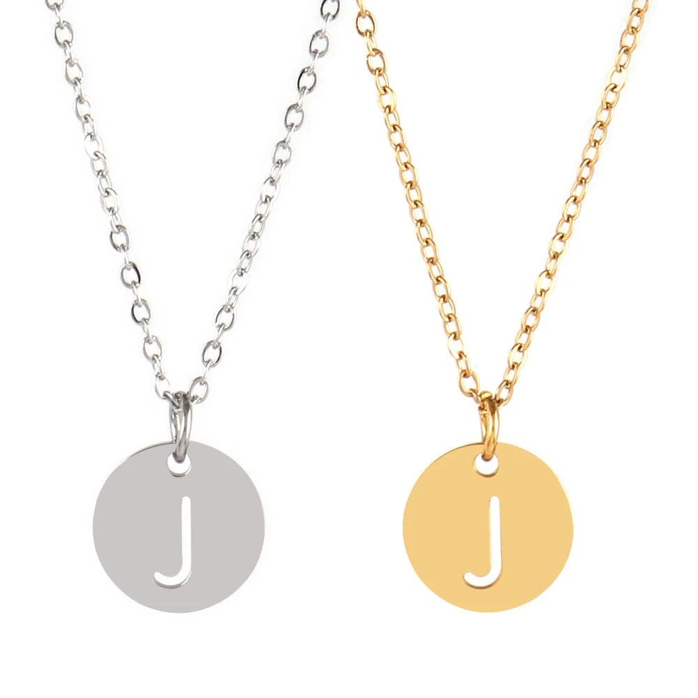 Stainless Steel A-Z 26 Initials Name Necklace Alphabet Round Pendant Letter Necklaces For Women Choker Jewelry Gifts Wholesale