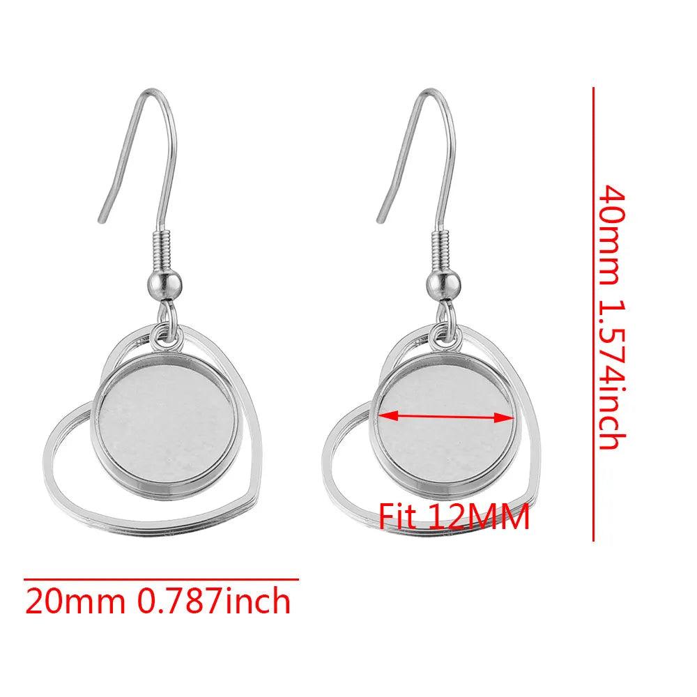 10Pcs Stainless Steel Blanks Hooks Earring Bezel Base Flat Round Ear Wire Pendant Trays Setting for Jewelry Making DIY Craft